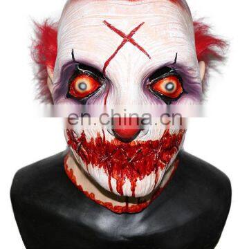 Scary Clown Full Head Neck Scary Latex Halloween Giggles Mask