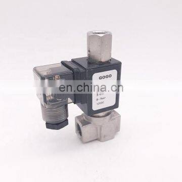 GOGO N.O N.C Direct acting Stainless steel 304 3/2 way Gas Solenoid Valve 1/4" BSP 220V AC 1.5mm/2.5mm/3mm FKM NBR Seals valve