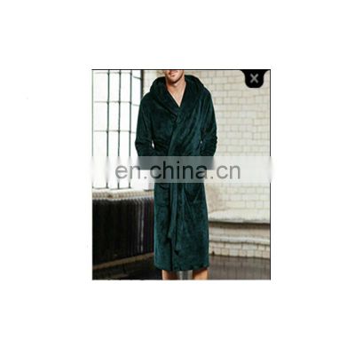 Wholesale custom homewear warm men's bathrobes plus size thick hooded patch pockets long winter lace-up long sleeve pajamas