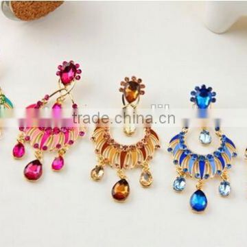5 color Fashion Graceful Women Evening Jewellery Full Crystal Drop Earring jewelry dangle earring brand fashion bohemian