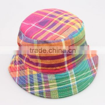 girl's colorful plaid bucket hat wholesale