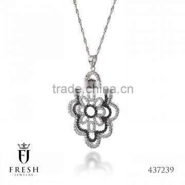 Fashion 925 Sterling Silver Necklace - 437329 , Wholesale Silver Jewellery, Silver Jewellery Manufacturer, CZ Cubic Zircon AAA