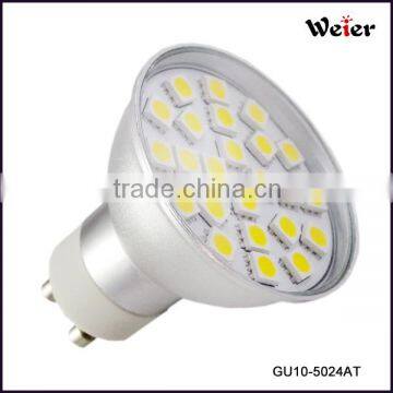 24 5050 gu10 smd lamp spot 6500k 3.6w 350-400lm 220v