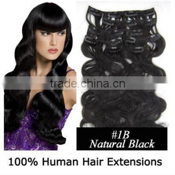 1B color virgin brazilian hair remy hair extensions clip in hair extension