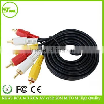 High Quality NEW 20M M TO M 3 RCA to 3 RCA AV cable
