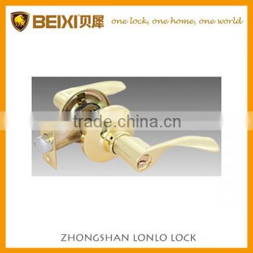 2016 High quality zinc alloy polished brass finish reversible tubular passage door lever lock