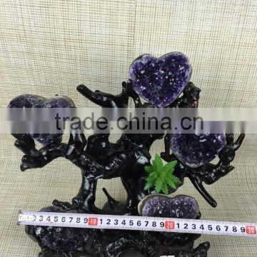 Factory supply diffrernt size natural rock amethyst crystal geode for business decoration
