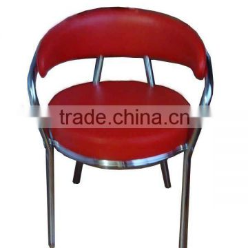Red PVC and Steel Chair with Backrest
