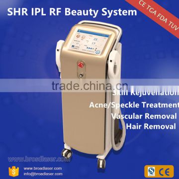 Multifunctional SHR+SR IPL equipment for skin rejuvenation / wrinkle removal/hair removal machine