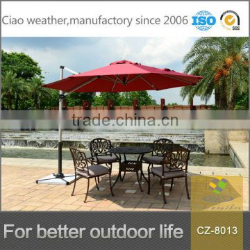cast aluminum patio coffee dining table set with umbrella