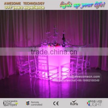 LED Flashing Dining Table Colour Changing Tempered Glass Table Lighted Square Dining Tables
