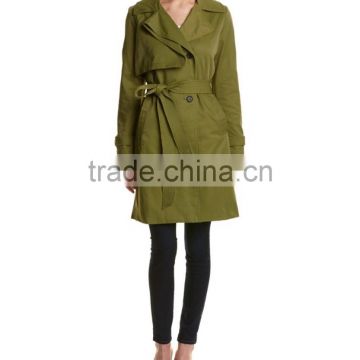 New Design Army Green Women Trench Fashion Coat