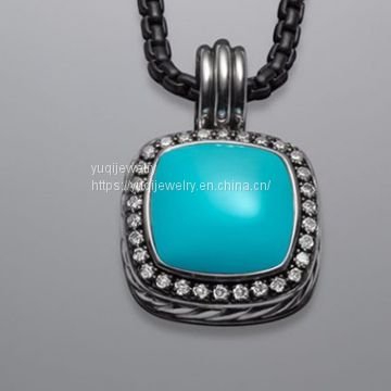 925 Silver Jewelry Moonlight ice Enhancer with Turquoise(P-035)