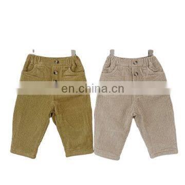 Stylish plain color legging pants corduroy baby boys trousers