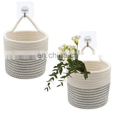 Favourable Price Custom Logo African Cotton Artificial Hanging Woven Plant Basket
