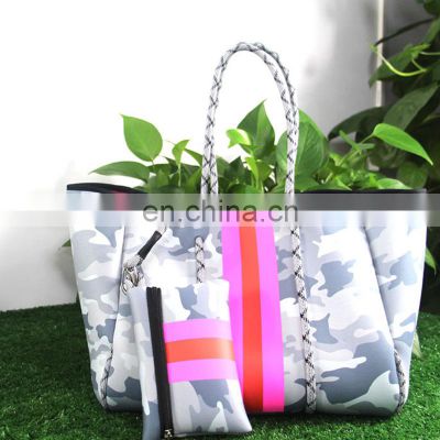 Top Quality Durable Tie Dye Custom Design Solid Color Oversized Women Hand Pink Beach Tote Bag