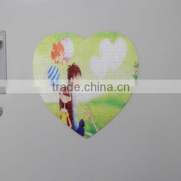 Wholesale personalized heart shape blank sublimation puzzle with magnetic