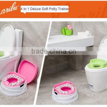 PM2398 2014 China Factory Hotsell Cheap EN71 Safety 4 in 1 Soft Seat Potty Trainer and Stepstool Seat with Handle