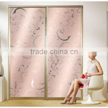 wardrobe glass/ decorative glass/acid etched mirror/CJ-golden leaf