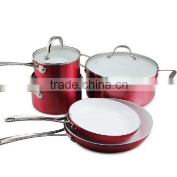 Aluminum Pressed Ceramic Coated Polishing Cookware Set Fry Pan Sauce Pan Stock Pot Kitchen utensils