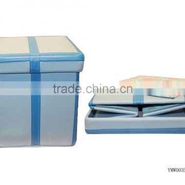 Foldable Leather Storage Box for Home Supplies
