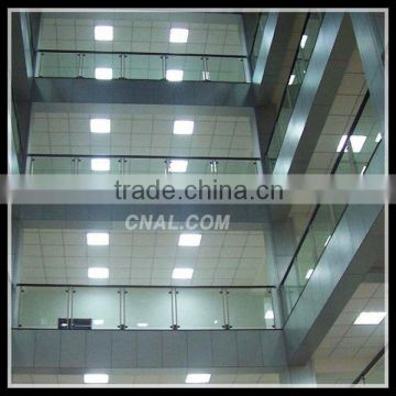 Glass railing with stainless steel