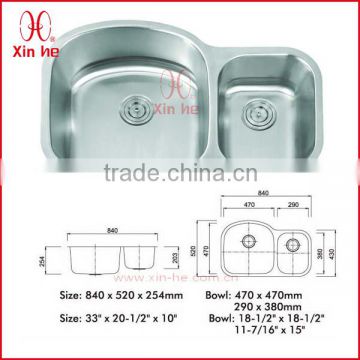 SUS304 stainless steel sink for kitchen