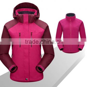 Woman interchange 3 in 1 jacket with nylon shell outer and fleece jacket inner, woman clothing