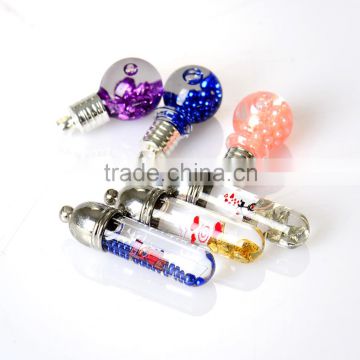 2016 Latest style mini pendant for ladies necklace trendy glass vial pendant to fill lucky beads luminous wishing bottles