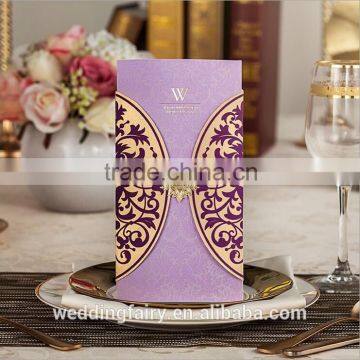 Wholesale elegant purple wedding invitation card