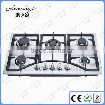 Built in Type Kitchen Use Stainless Steel 5 Burner Gas Stove with Safety Device