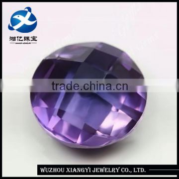 China gemstone gold supplier 6mm round double checkerboard cut 61# color-change corundum polished ruby gemstone