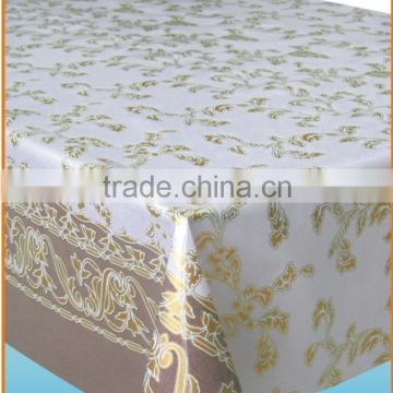 YH-3566 Embossed tablecloth with non-woven/fannel backing (golden/silver grounding)