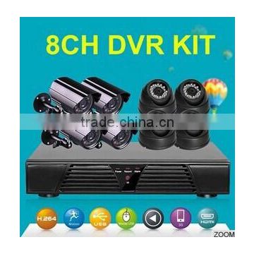 surveillance camera 8ch 720p cvi camera kit HDMI 1 Mp 4 indoor dome and 4 outdoor bullet CCTV security cctv system