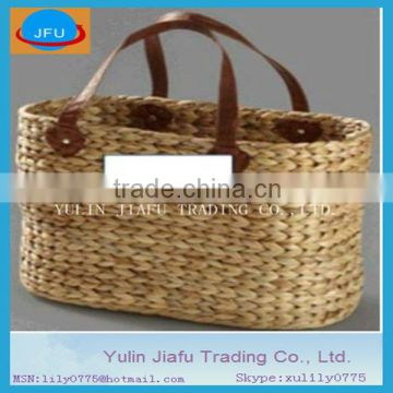 Pure handmade hand-woven rectangle water hyacinth home storage basket tote & beach bag