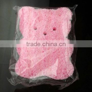 2015 pink bear shape facial Cleansing PVA Wet Sponges puff
