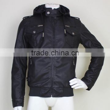 2017 Fashion Mens Leather Jackets With Hood