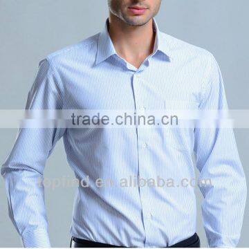 Classic light blue dress stripe long sleeve work shirts for men