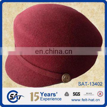 quality Wine Red 100% Wool Felt Hats Beret Caps