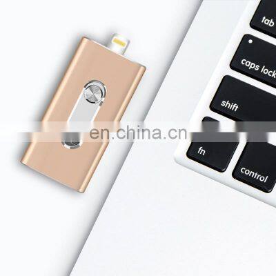 USB Flash Drive for iPhone 64GB USB/Lightning/Micro USB 3 in 1 Photo Stick LOMYGUS OTG Memory Stick