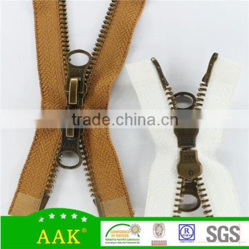 5# bronze metal double sided zipper two way open end For Jacket