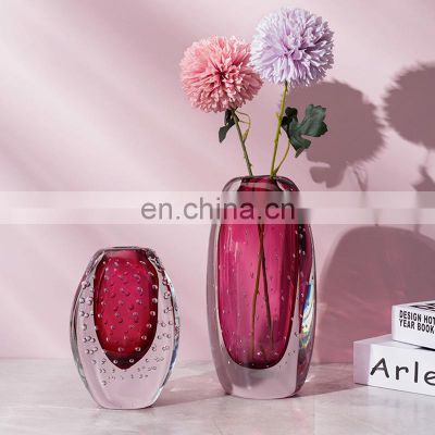 Hand blown Modern Luxury Design Crystal Venere Italy Murano Bubble Glass Vase
