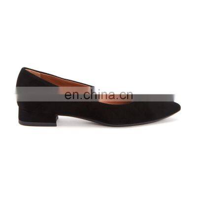 ladies flat new design black suede pointed toe back elastic pump sandals shoes available in USA or UK sizes