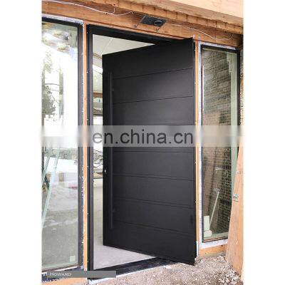 Exterior Modern Design Pivot Solid Wood Front Black Big Door