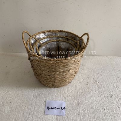 Home Decoration Round the stem or leaf of cattail Storage Basket