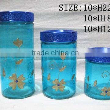 Hand-painted glass jar H1156-B