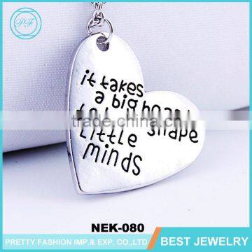 2016 fashion cheap silver alloy minimalist jewelry heart necklace