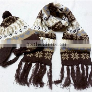 fashion designer best selling acrylic knit hat scarf