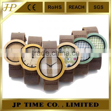 2016 Newest Bamboo Wooden Watch 2016 with Cloth Dial Face Quartz Watches