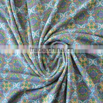 100% polyester printed stretch knitted summer dress fabric